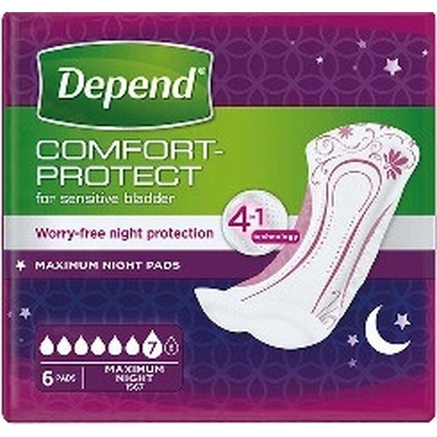 DEPEND MAXIMUM incontinentieverband voor vrouwen, 12,5x34 cm, absorptie 953 ml, 1x6 st.