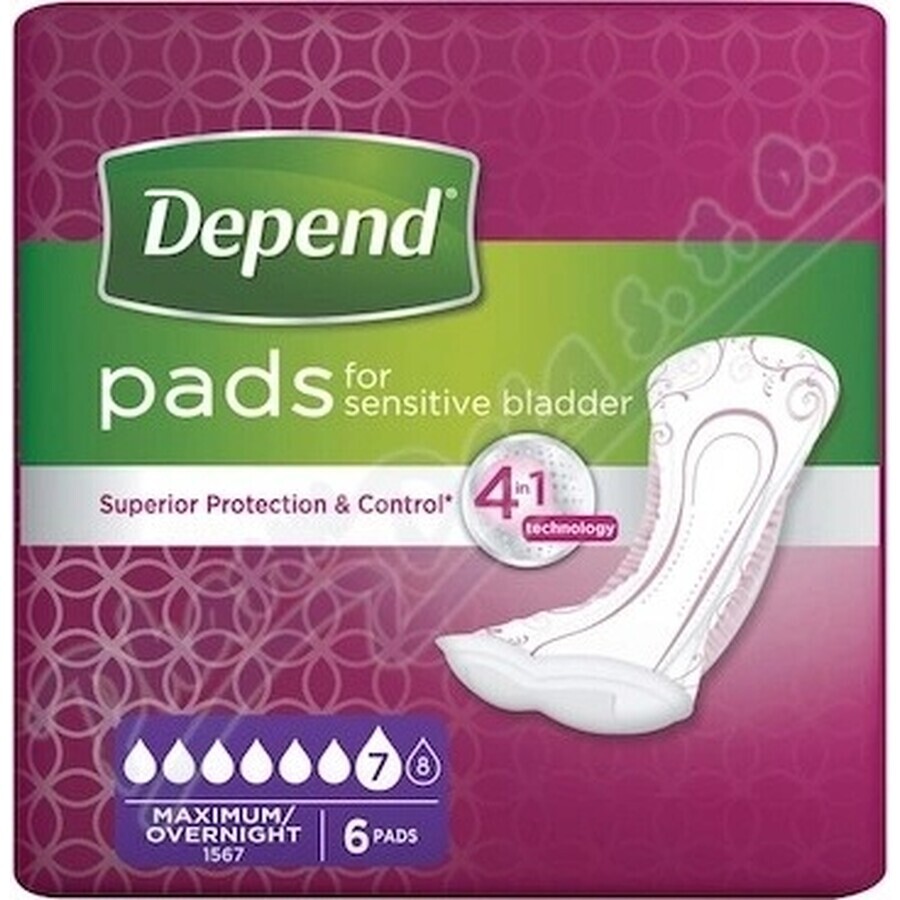 DEPEND MAXIMUM incontinentieverband voor vrouwen, 12,5x34 cm, absorptie 953 ml, 1x6 st.