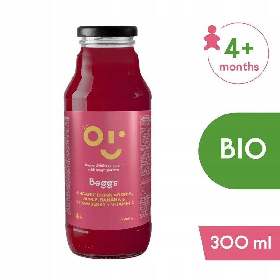 Beggs Organic Beggs Aronia, pomme, banane et fraise 1×300 ml, boisson aux fruits