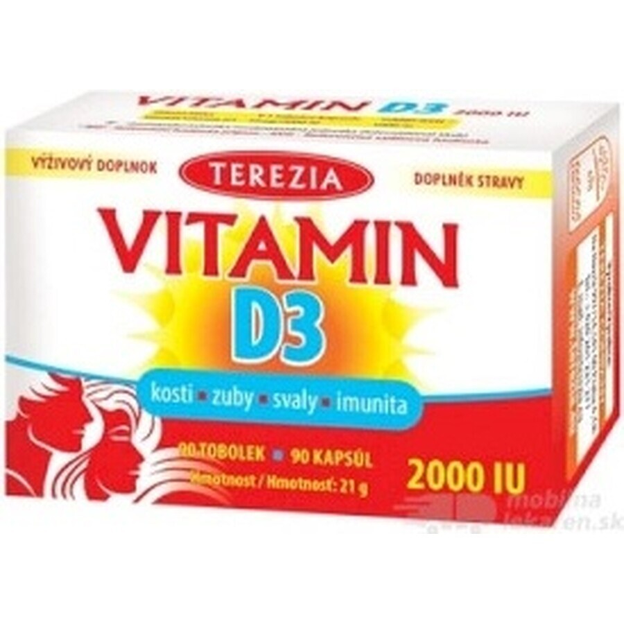 TEREZIA Vitamina D3 2000 UI 1×90 tbl, complemento alimenticio