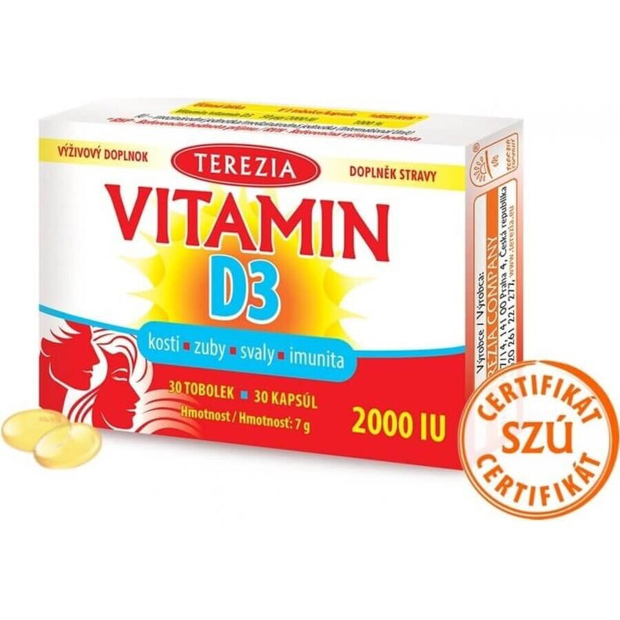 TEREZIA Vitamina D3 2000 UI 1×90 tbl, complemento alimenticio