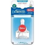 Dr.BROWN'S OPTIONS+ NIVEAU 1 1×2 stuks, smalle, siliconen spenen 0m+