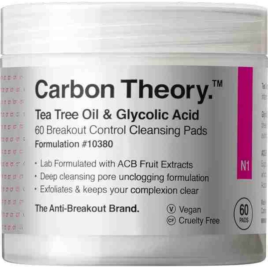 Carbon Theory, Lingettes nettoyantes pour le visage 60 pcs, Lingettes nettoyantes pour le visage