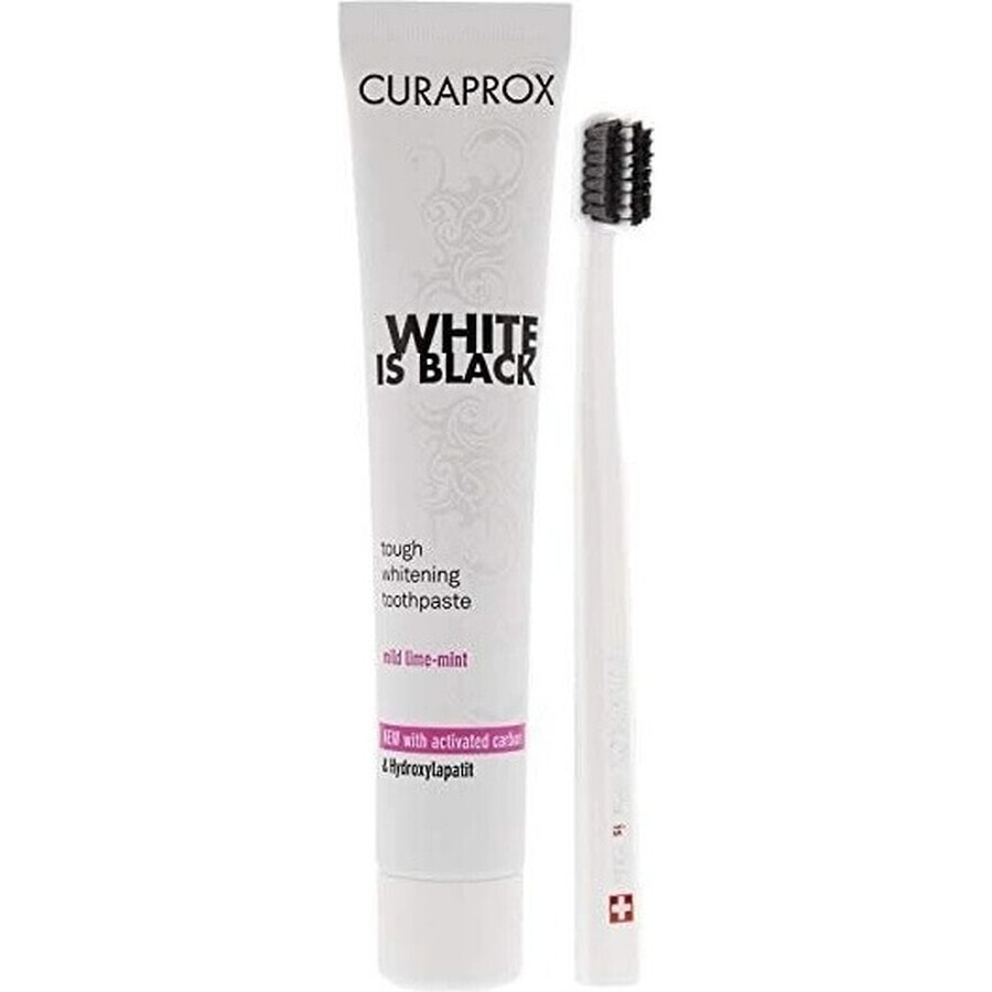 CURAPROX Black is White + CS 5460 1×1 Set, 90 ml aufhellende Zahnpasta + CS 5460 Zahnbürste