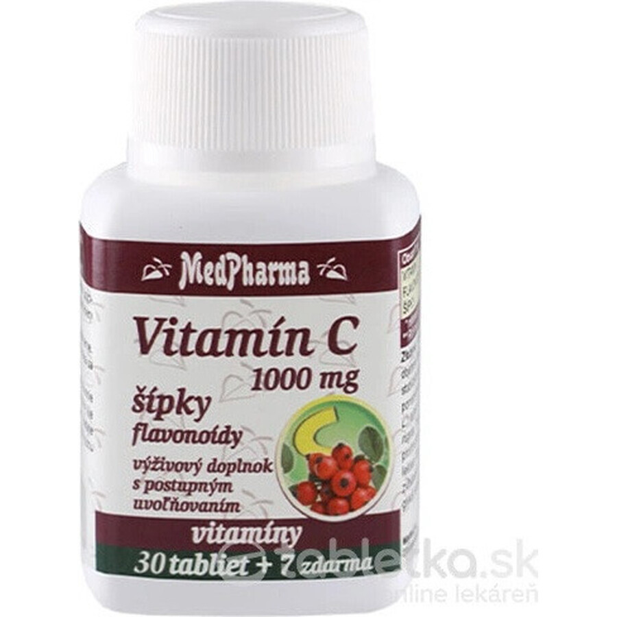 MedPharma VITAMIN C 1000 mg with rose hips 1×37 tbl, gradual release