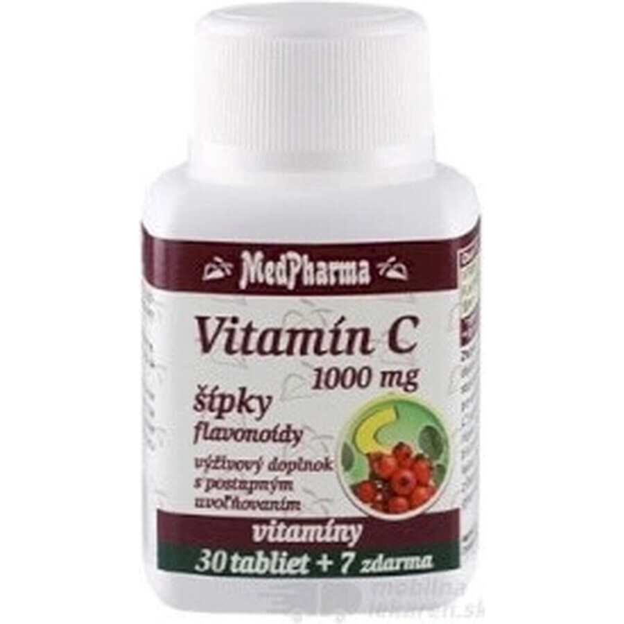 MedPharma VITAMIN C 1000 mg with rose hips 1×37 tbl, gradual release