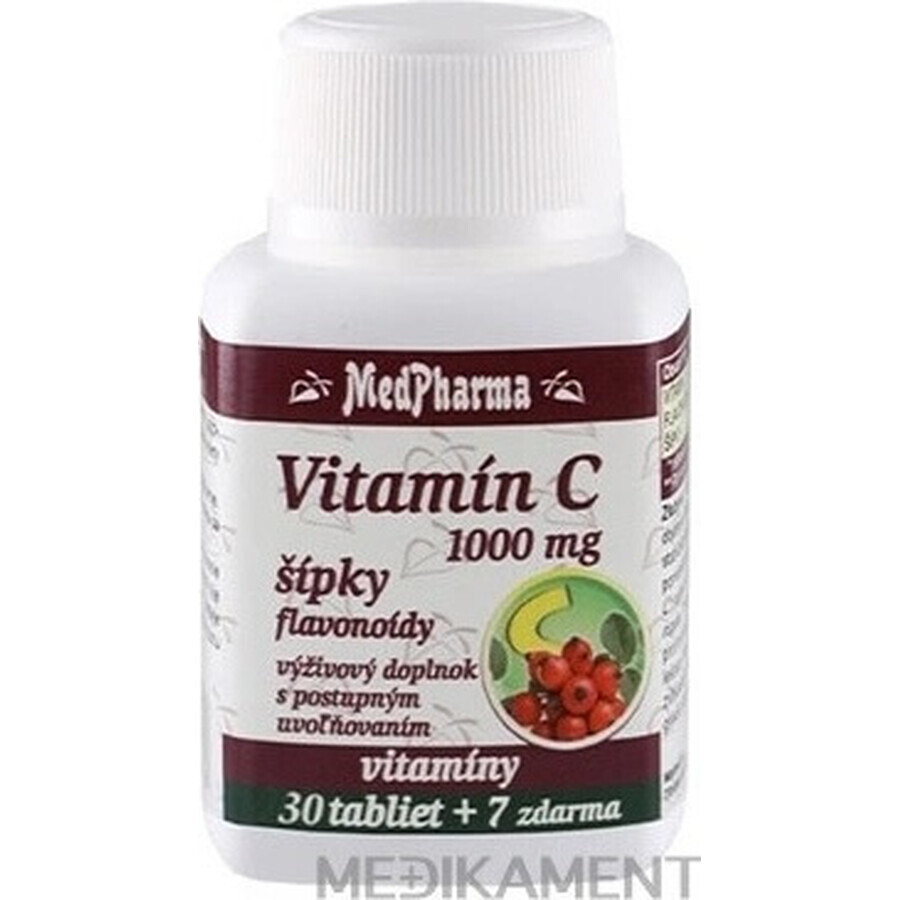 MedPharma VITAMIN C 1000 mg with rose hips 1×37 tbl, gradual release