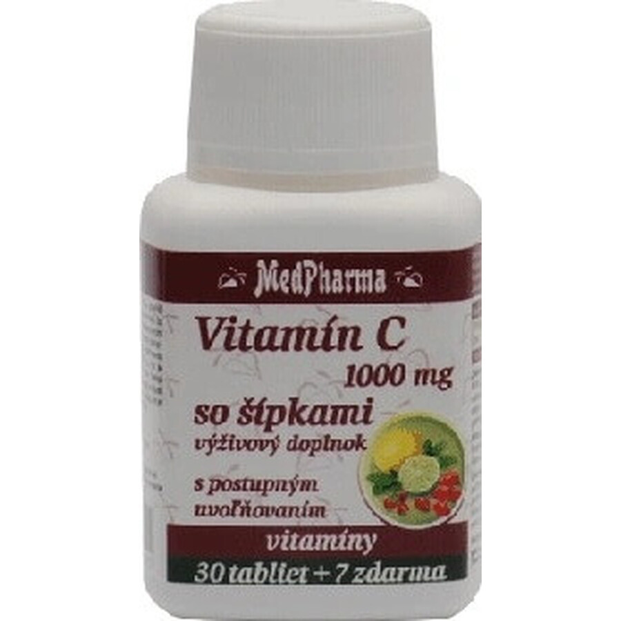 MedPharma VITAMIN C 1000 mg with rose hips 1×37 tbl, gradual release