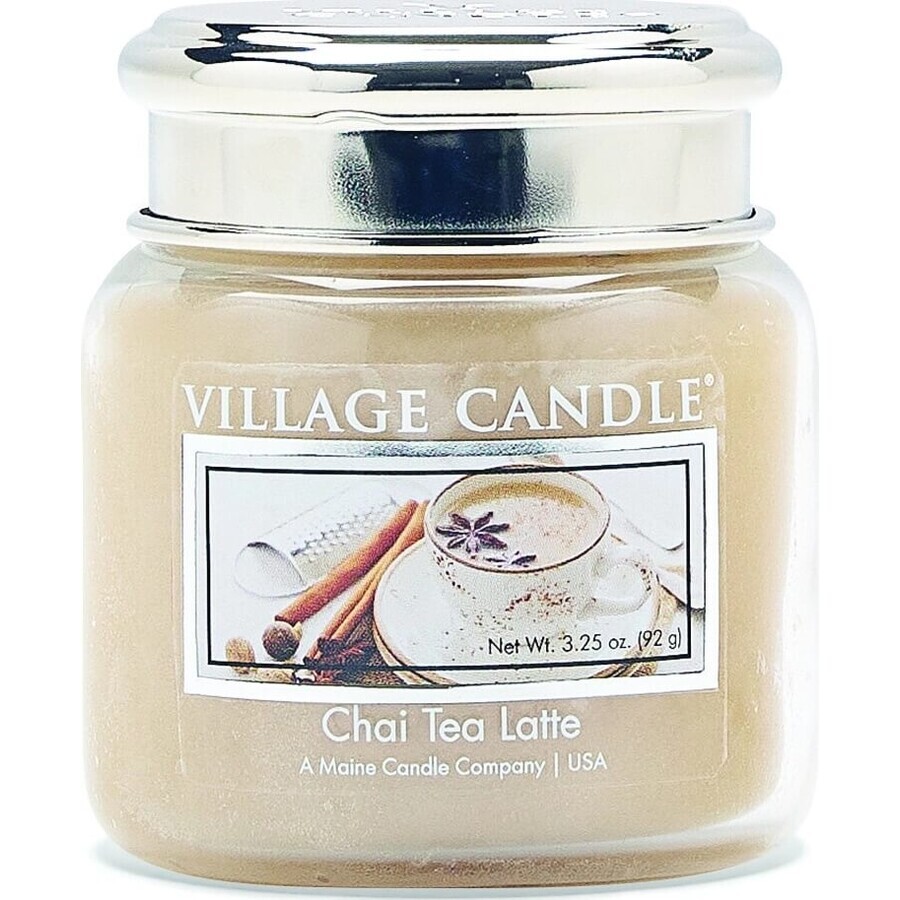 Village Candle Bougie parfumée en bouteille - Chai Tea Latte - Thé au lait à la cannelle, grand 1×1 pc