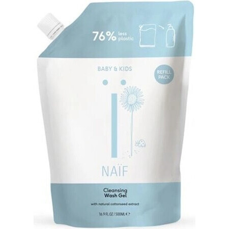 NAÏF Gel nettoyant et lavant pour enfants et bébés 1×500 ml, gel nettoyant et lavant pour enfants