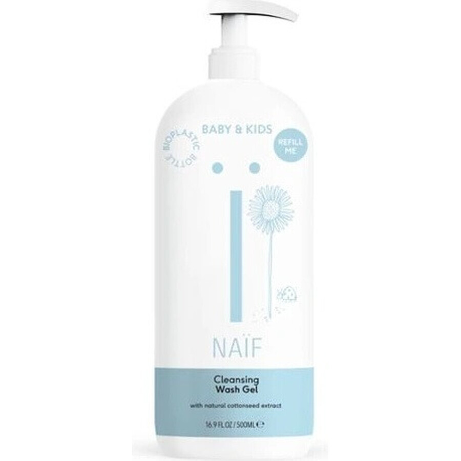 NAÏF Gel nettoyant et lavant pour enfants et bébés 1×500 ml, gel nettoyant et lavant pour enfants