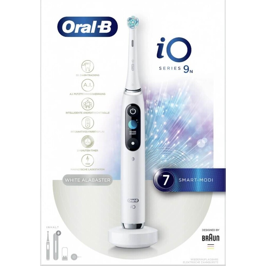 Oral B EK iO Series 9 White alabaster + porte-brosse à dents + étui de voyage 1×1 set, brosse à dents électronique