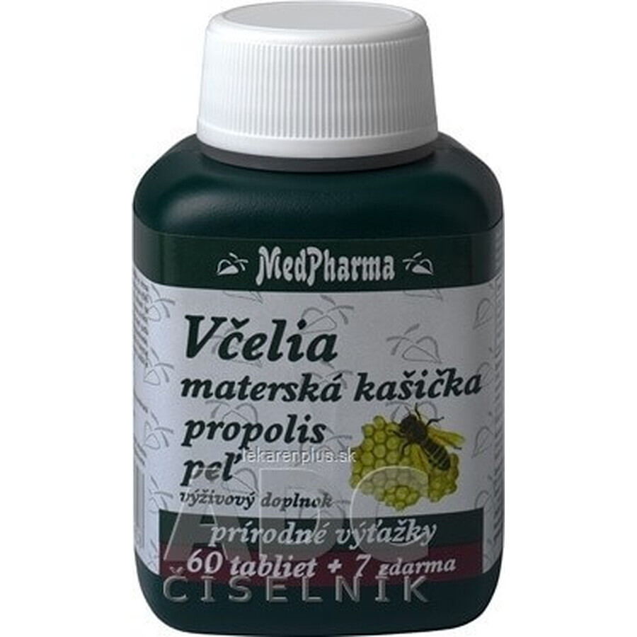 MedPharma VČELIA MAT. CUP + PROPOLIS + PEAL 1×67 tbl, VČELIA MAT. GELÉE ROYALE + PROPOLIS + POLLEN