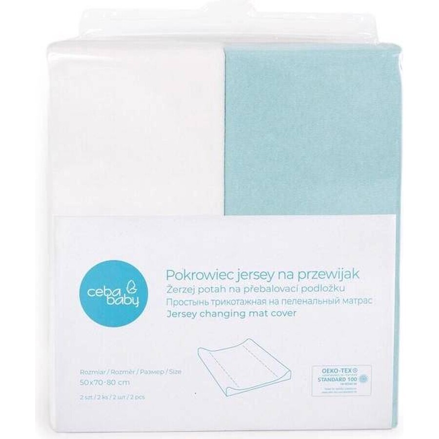 CEBA Protège-matelas de remplacement Turquoise+Ecru 1×2 pièces, taille 50x70-80 cm