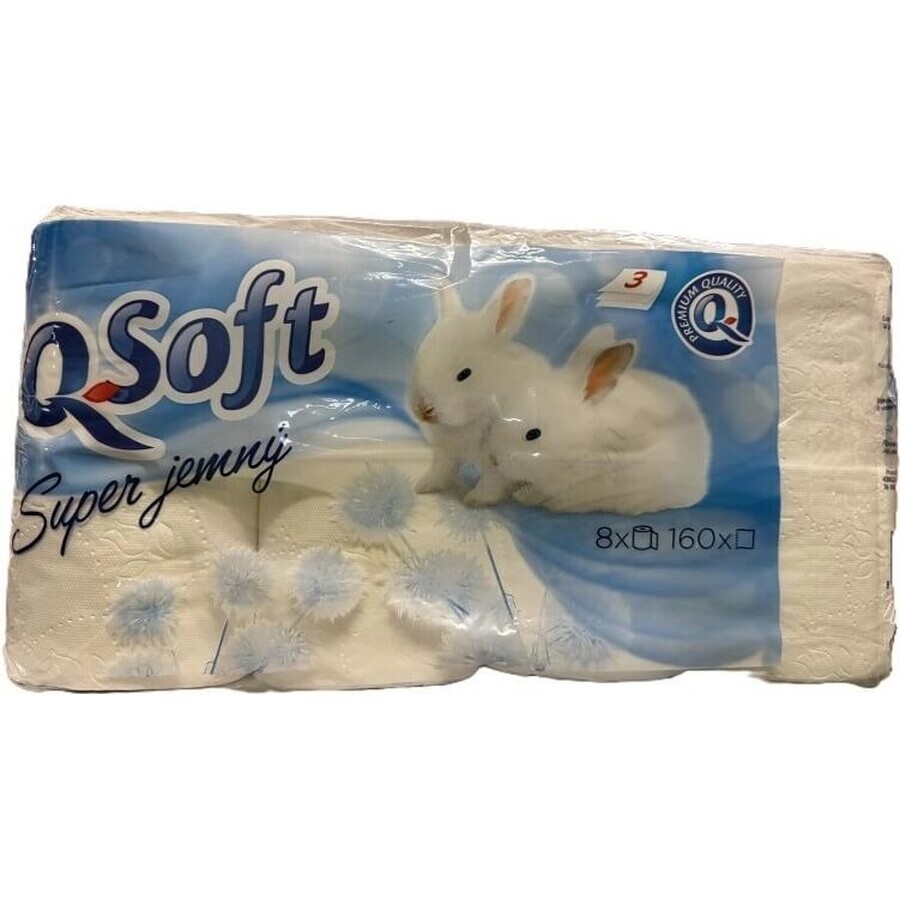 Q SOFT White 3-ply toilet paper white 1×8 pieces, 160 pieces