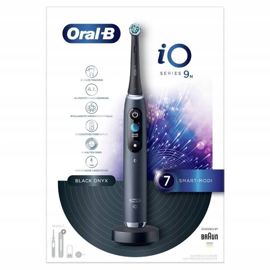 Oral B EK iO Series 9 Black onyx + suport periuță de dinți + cutie de călătorie 1×1 set, periuță de dinți electronică