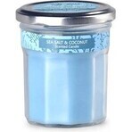 Emocio Frasco azul con tapa de estaño Vela perfumada de sal marina y coco 1×1 ud., tamaño 69 x 85 mm