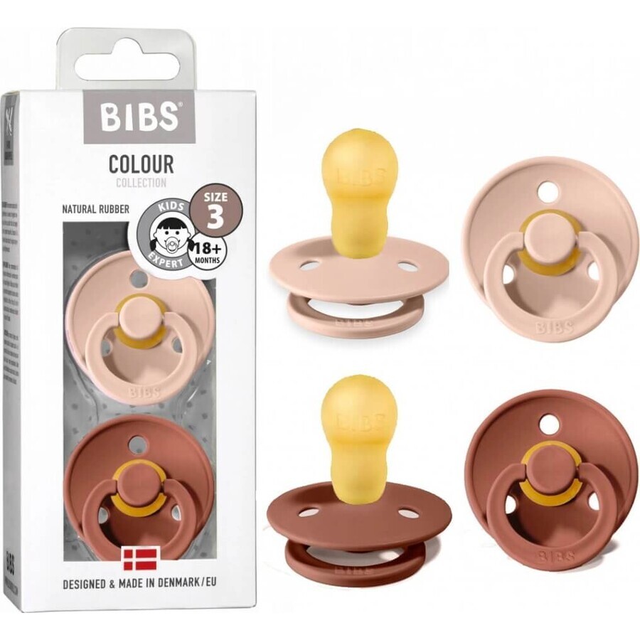 BIBS Suzete din cauciuc natural colorat Woodchuck/blush 1×2 buc, mărimea 2