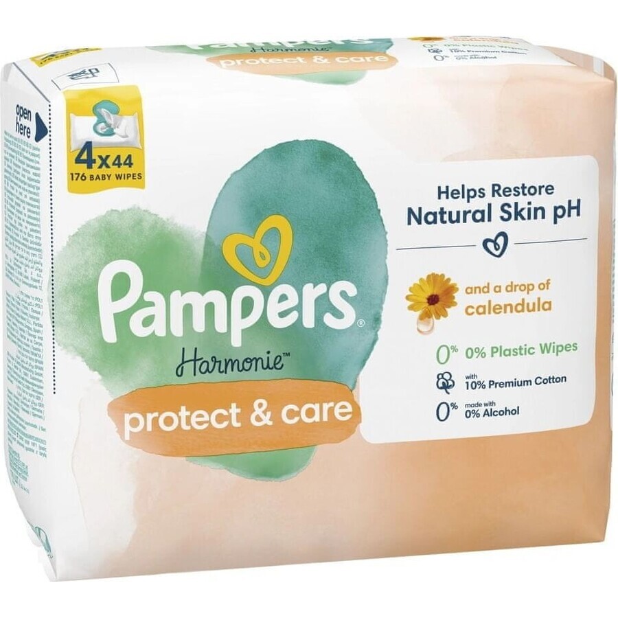 PAMPERS HARMONIE PROTECT&CARE WIPES 176KS 1×176 st, vochtige doekjes