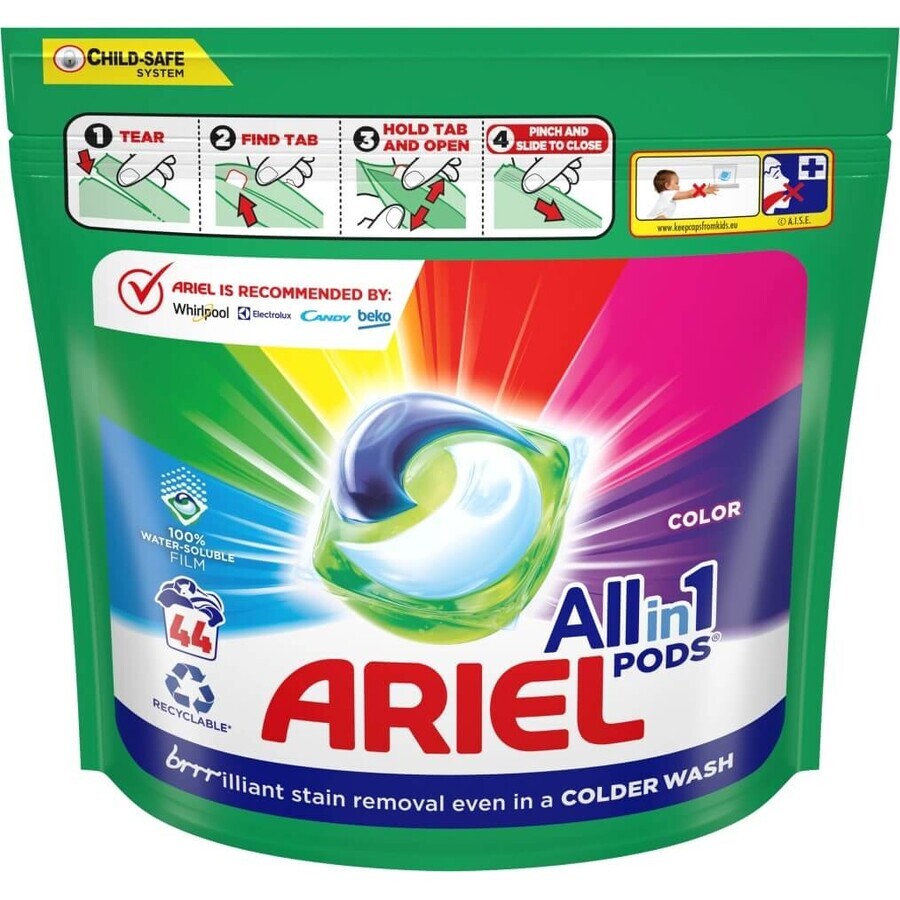 Ariel All-in-1 PODS Color, Capsule de gel de spălare, 44 spălare 1×44pcs, Capsule de gel de spălare