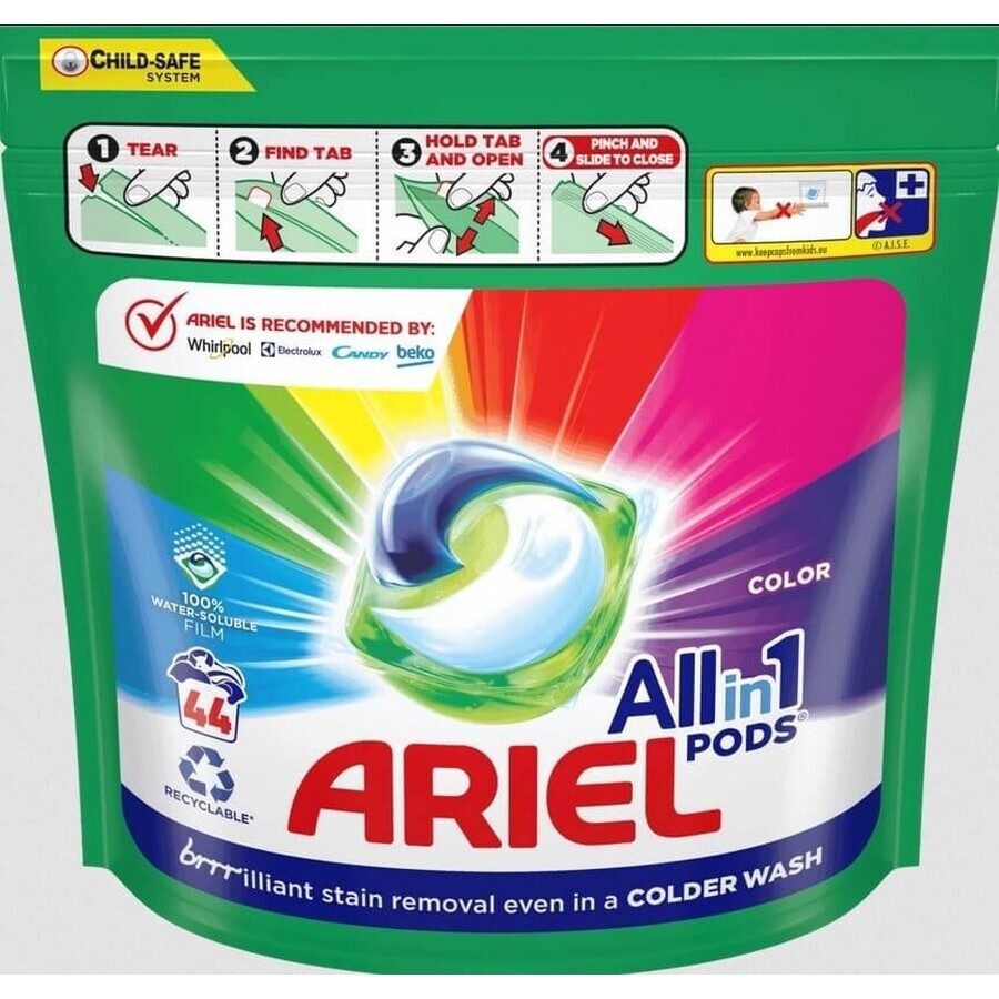 Ariel All-in-1 PODS Color, Capsule de gel de spălare, 44 spălare 1×44pcs, Capsule de gel de spălare