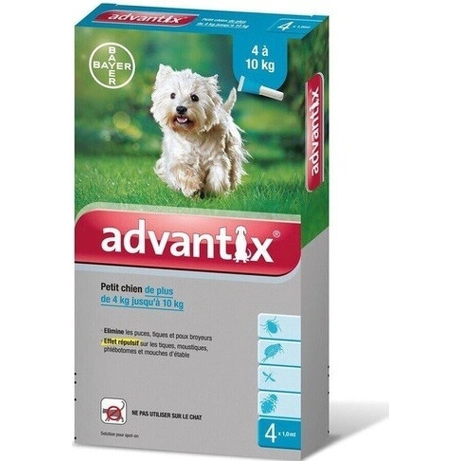 Advantix Spot-on pour chiens de 4 à 10 kg (4 pipettes) 4x1 ml