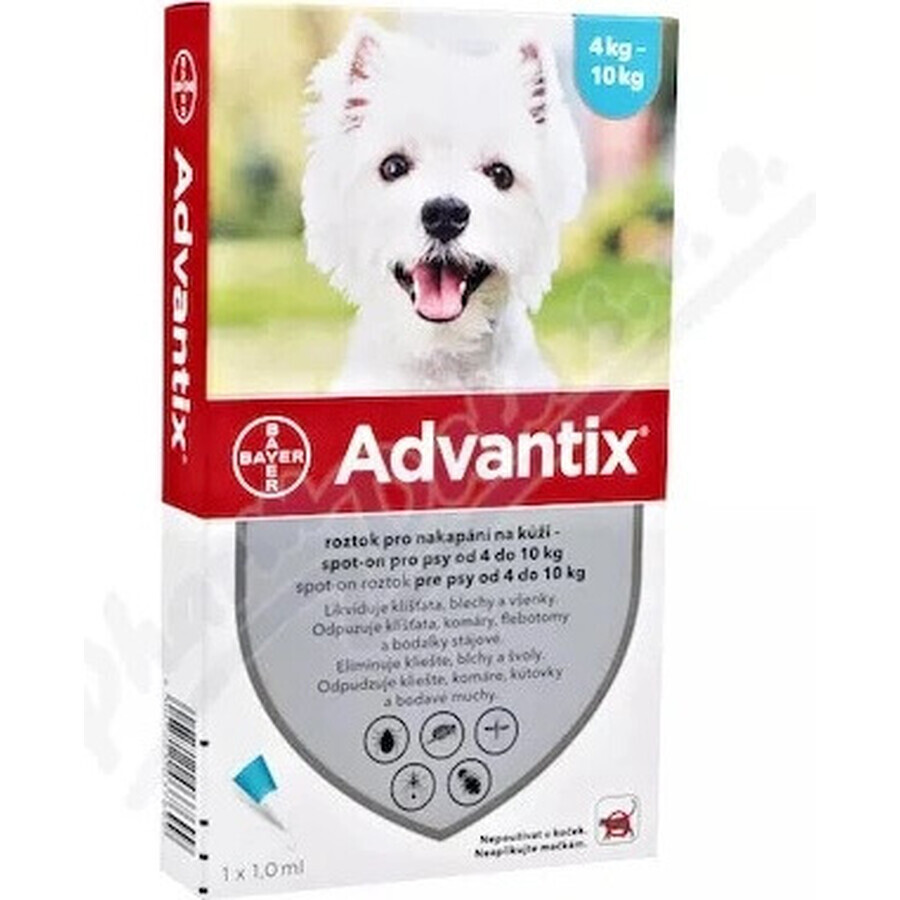 Advantix Spot-on pour chiens de 4 à 10 kg (4 pipettes) 4x1 ml