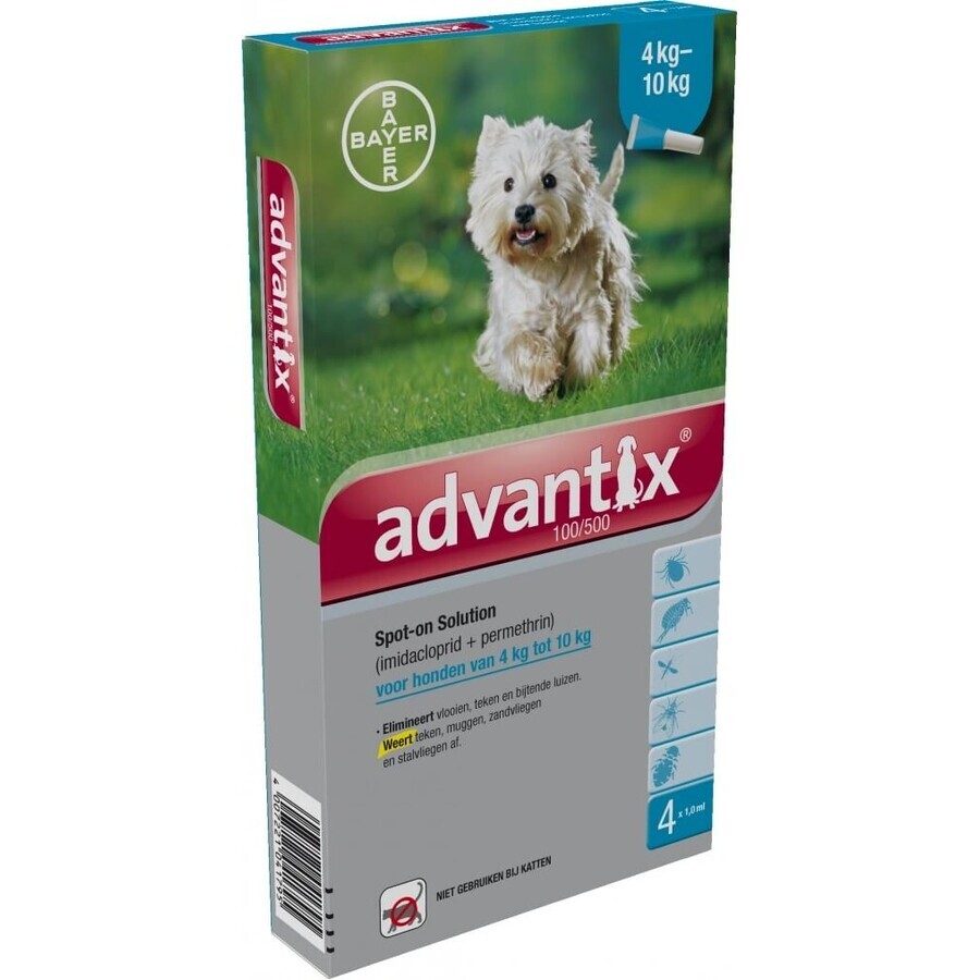 Advantix Spot-on pour chiens de 4 à 10 kg (4 pipettes) 4x1 ml