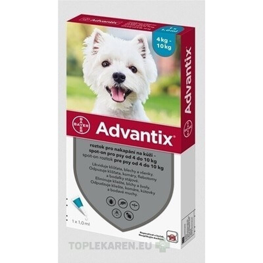 Advantix Spot-on pour chiens de 4 à 10 kg (4 pipettes) 4x1 ml