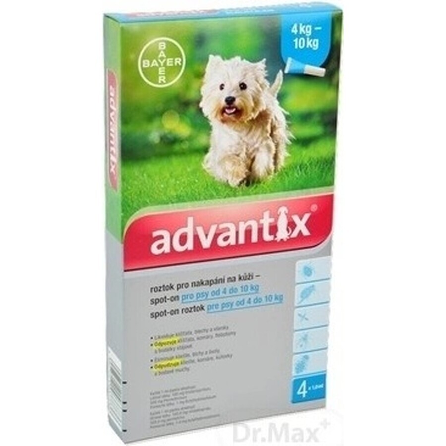 Advantix Spot-on pour chiens de 4 à 10 kg (4 pipettes) 4x1 ml