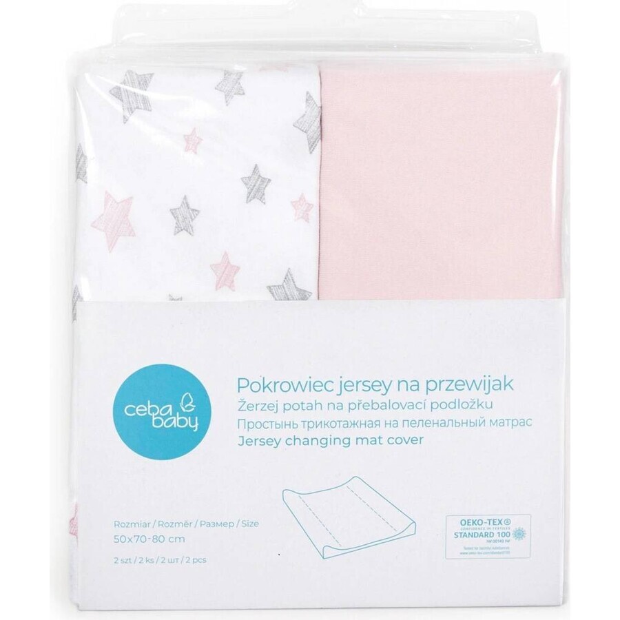 CEBA Protège-matelas Candy Pink+Pink Stars 1×2 pièces, taille 50x70-80 cm