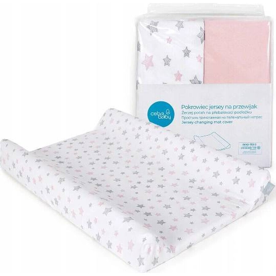 CEBA Protège-matelas Candy Pink+Pink Stars 1×2 pièces, taille 50x70-80 cm