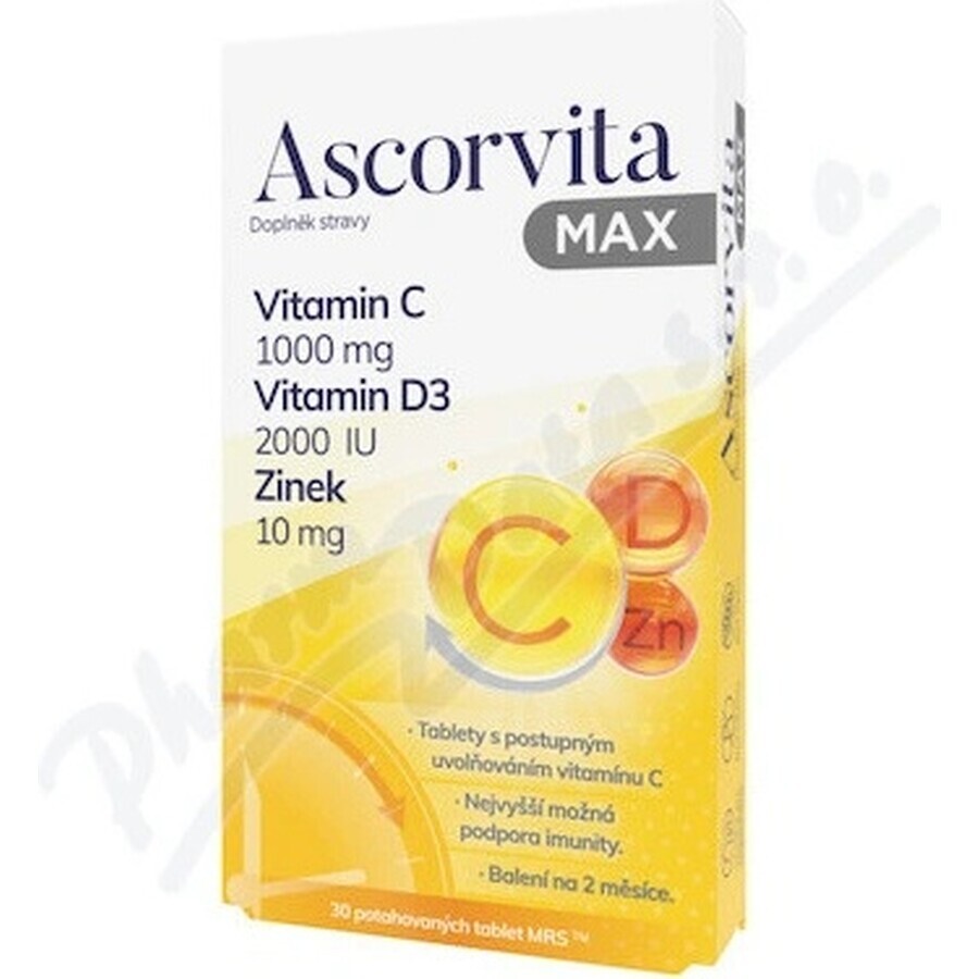 ASCORVITA MAX tbl vitamine C, D et zinc 1x30 pcs