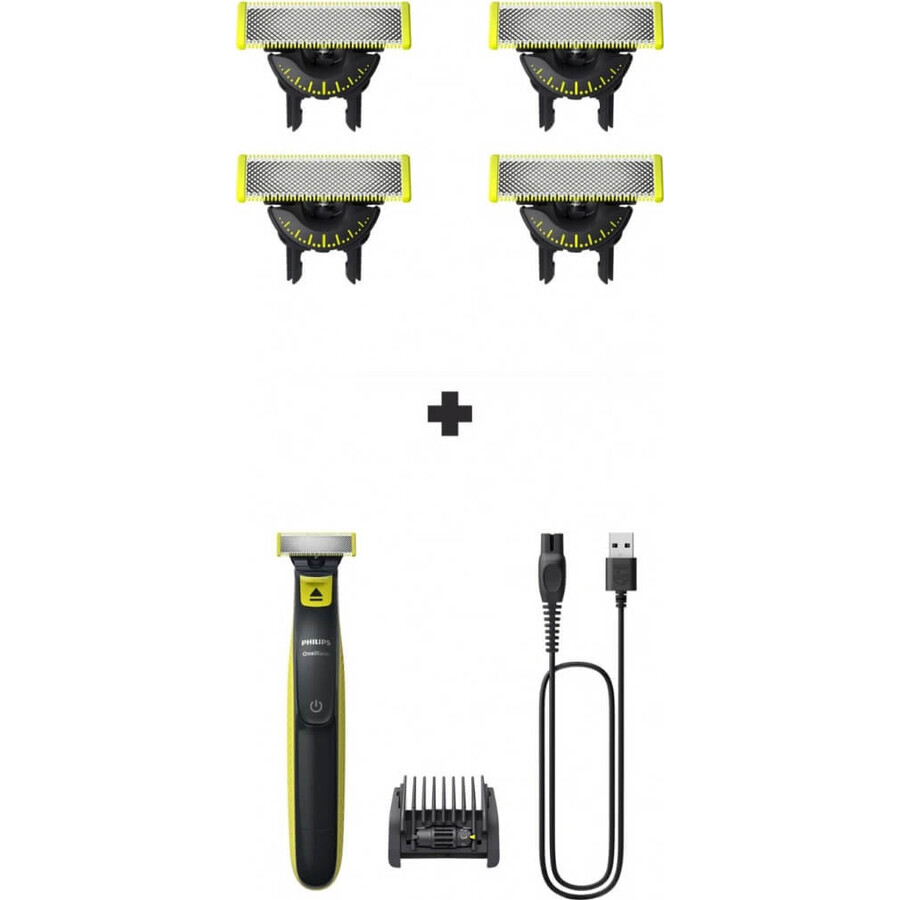 Philips OneBlade QP440/50 Lames de remplacement 360 1×4 pcs, lames de remplacement