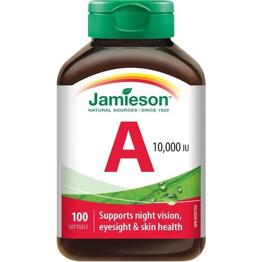 Jamieson Vitamina A 10 000 UI 1×100 tbl, complemento alimenticio