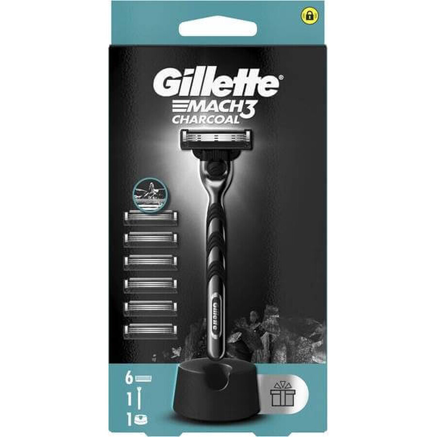 Rasierapparat Gillette Mach3 Charcoal + Köpfe 6pcs 1×1, Rasierapparat