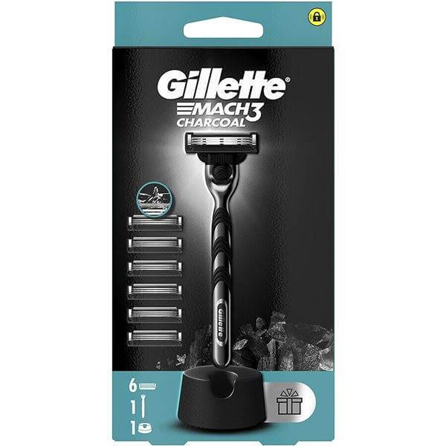 Rasierapparat Gillette Mach3 Charcoal + Köpfe 6pcs 1×1, Rasierapparat