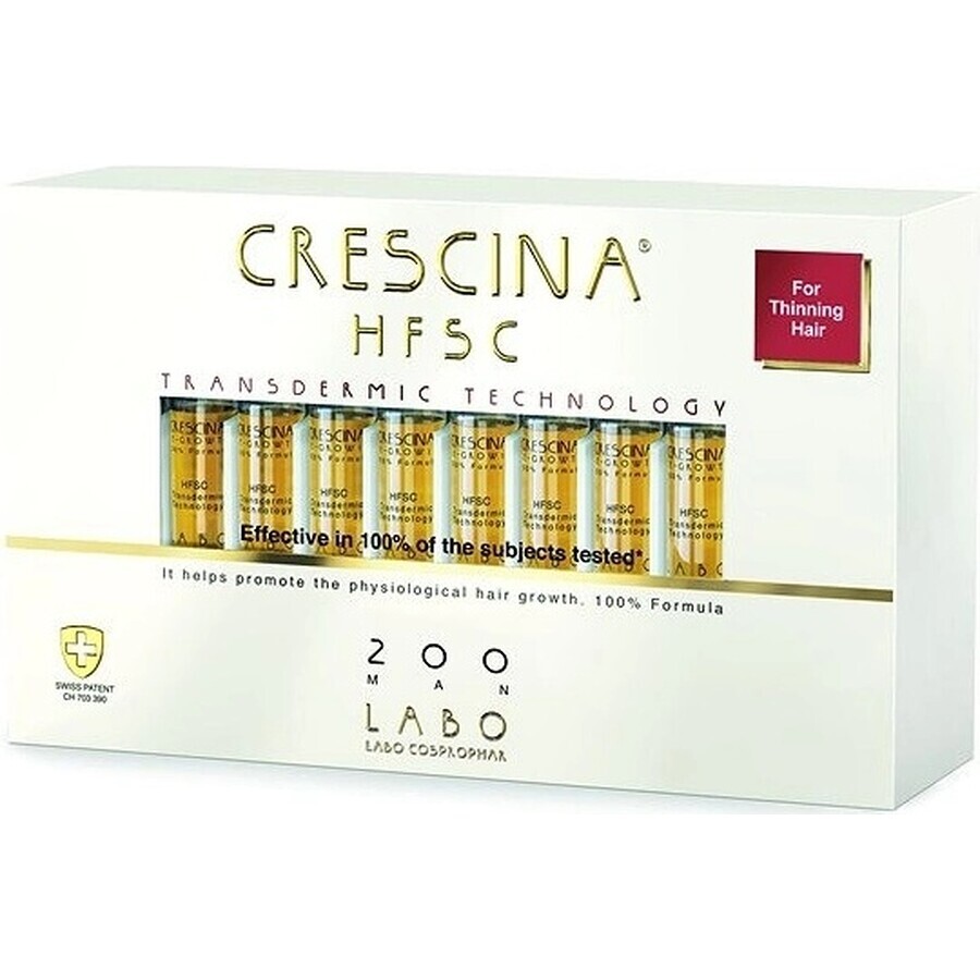 Labo Cosprophar cura completa per la crescita dei capelli (grado 200) - uomo 20×3,5 ml, cura per la crescita dei capelli