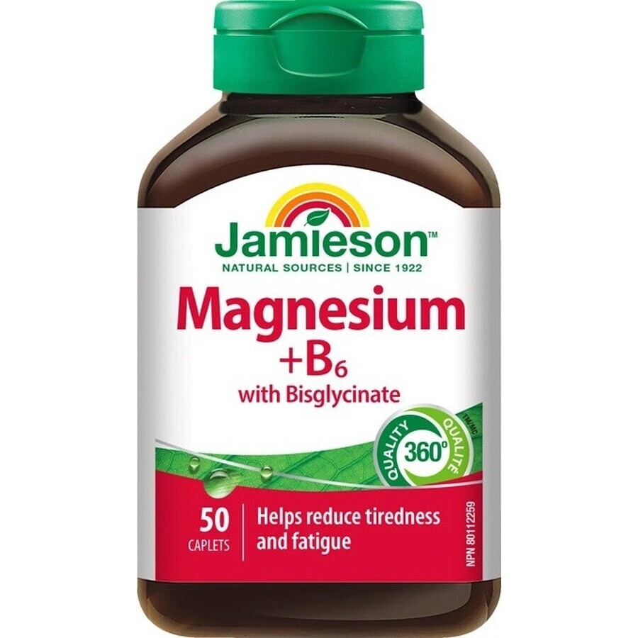 Jamieson Magneziu + Vitamina B6 cu bisglicinat 1×50 tbl, supliment alimentar