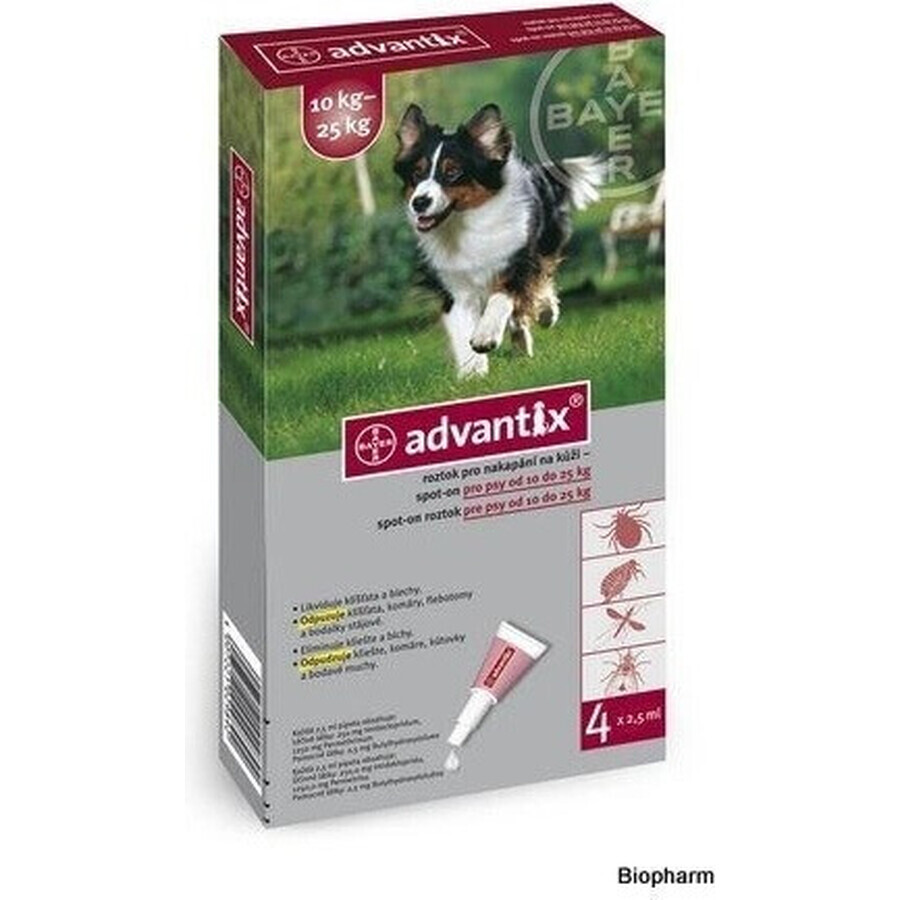 Advantix Spot-on pour chiens de 10 à 25 kg 1×2,5 ml, pipette