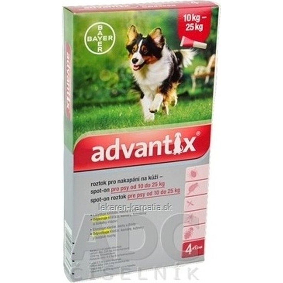 Advantix Spot-on pour chiens de 10 à 25 kg 1×2,5 ml, pipette