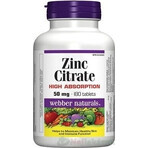 WEBBER NATURALS Zinc 50 mg Citrato 1×180 tbl, complemento alimenticio