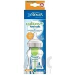 Dr.BROWN'S BABY BOTTLE OPTIONS+ 270 ml 1×1 buc, cu gât larg, 0M+, anti-colic, sticlă, alb