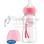 Dr.BROWN'S BABY BOTTLE OPTIONS+ 270 ml 1×1 buc, cu gât larg, 0M+, anti-colic, sticlă, alb