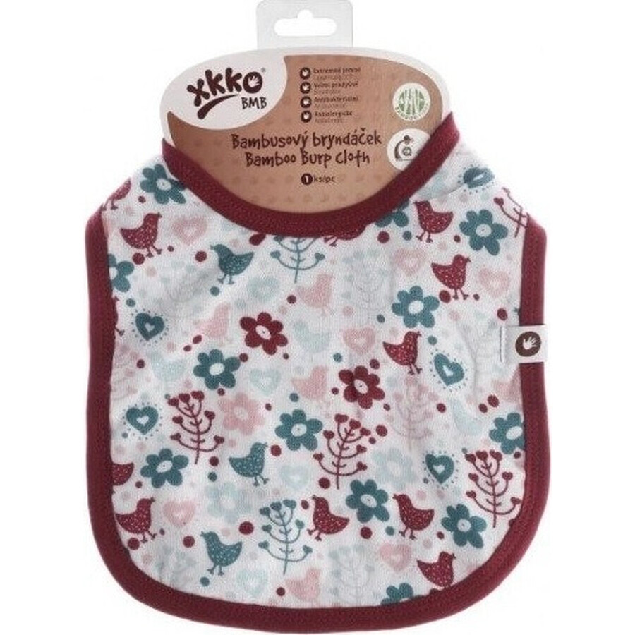 XKKO Bamboe slabbetje Bloemen&Vogels Meisjes (met PUL) 1×1 stuk