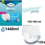 TENA PANTS PLUS EXTRA LARGE 1×12 pezzi, mutandine assorbenti elastiche, assorbimento 1440 ml, circonferenza fianchi 120-160 cm