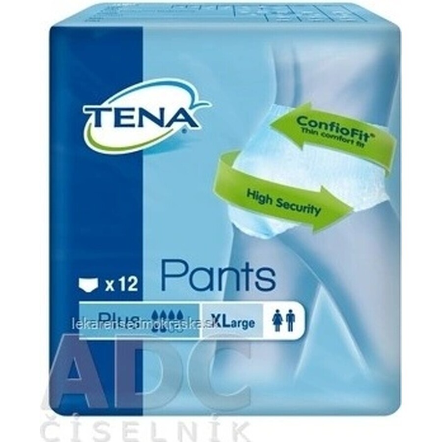 TENA PANTS PLUS EXTRA LARGE 1×12 pezzi, mutandine assorbenti elastiche, assorbimento 1440 ml, circonferenza fianchi 120-160 cm