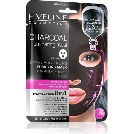 EVELINE CHARCOAL CHARCOAL DEEPLY MOISTURIZING FACE SHEET MASK 1×20 ml, mask