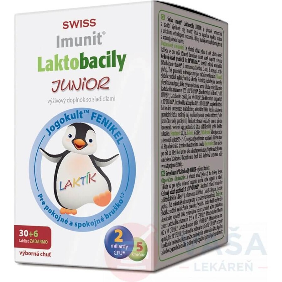 SWISS Lactobacilli JUNIOR Immunit + vitamine D3 30+6 tbl. 1×36 tbl, vitamines