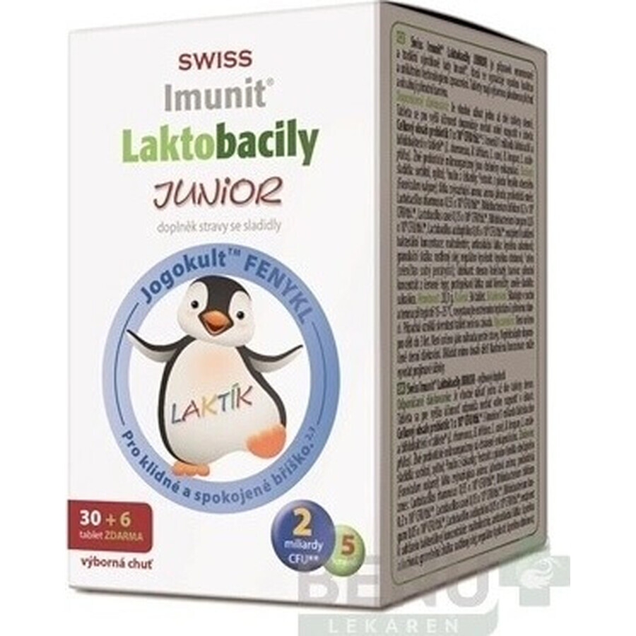 SWISS Lactobacilli JUNIOR Immunit + vitamine D3 30+6 tbl. 1×36 tbl, vitamines